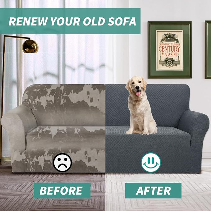 YEMYHOM Couch Cover Latest Jacquard Design High Stretch Extra Large Sofa Covers Pet Dog Cat Proof Oversized Slipcover Non Slip Magic Elastic Furniture Protector (XL Sofa, Dark Gray) - Image 7