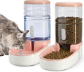 Automatic Dog Cat Feeder and Water Dispenser Gravity Food Feeder and Waterer Set with Pet Food Bowl for Small Medium Dog Puppy Kitten, Large Capacity 1 Gallon x 2(Pink) by Kacoomi