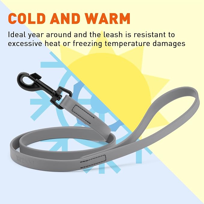 Dogline Biothane Waterproof Dog Leash Strong Coated Nylon Webbing with Black Hardware Odor-Proof Easy to Clean High Performance for Small or Large Dogs Made in USA 4 or 6 ft Lead, Battleship Gray - Image 8