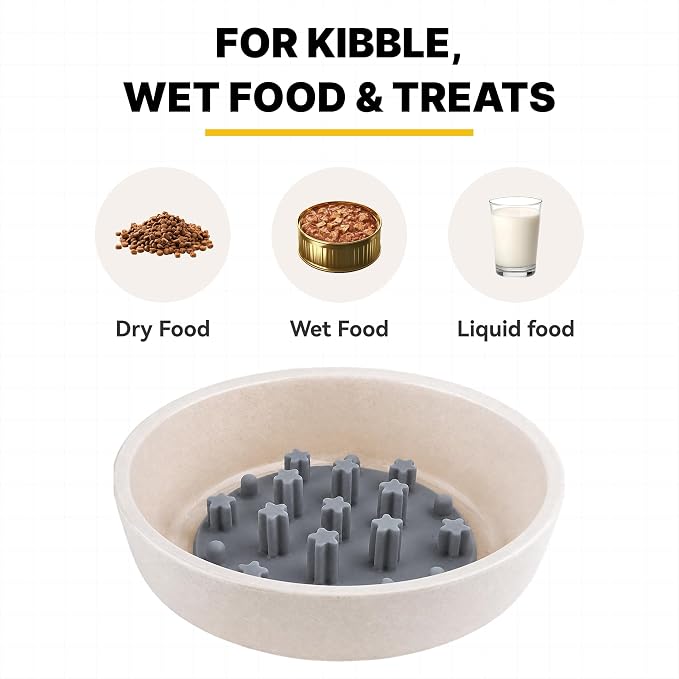 Slow Feeder Insert for Cat and Dog Bowls, Medium 4.8 Inch, Gray | Soft Silicone with 19 Suction Cups, Removable for Easy Cleaning and Best on Smooth, Flat-Bottom Surfaces - Image 6