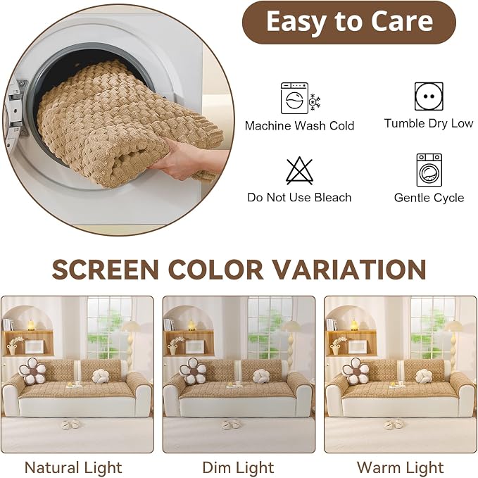 OstepDecor Couch Cover for Dogs, Washable Non Slip Sofa Cover for Pets | Soft Couch Covers for Sofa, Loveseat and Sectional, Furniture Protector Against Pet Hair & Dirt (27.6" x 47.2", Khaki) - Image 9
