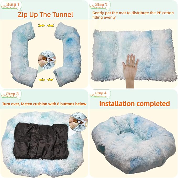 XxingSheep Extra Large Cat Tunnel Bed Plush Cat Cave for Indoor Cats | Soft plush fabric creates a warm and comfortable resting space - Image 6