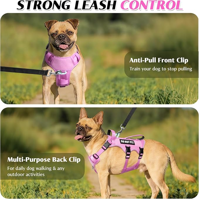 WINSEE Escape Proof Dog Harness with Double Handle+4 Removable Patches | Service Working Molle Harness with Double Handle for Medium Dogs, Tactical Pet Reflective Vest for Walking Hiking Hunting - Image 4
