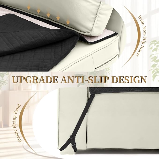 Velvet 100% Waterproof Loveseat Covers Washable Love Seat Couch Covers for 2 Cushion Couch Sofa Pet Friendly Sofa Slipcovers Dogs Furniture Protector with Pockets (Medium-XL, Black) - Image 3