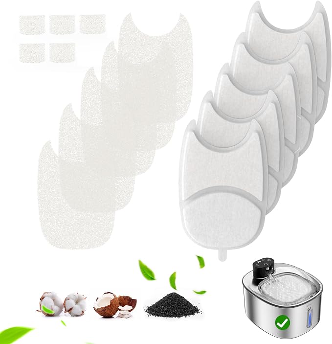 5 Pack Filters Replacement Filter for FS11 Plus, 6 Layer Filter | Suitable for FS11plus, Replace every 1-2 weeks, Fresher Water; 5 Filters + 5 Sponges + 5 Pump Filters by WILKIEE