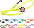 Dogline Biothane Waterproof Dog Leash Strong Coated Nylon Webbing with Black Hardware Odor-Proof Easy to Clean High Performance for Small or Large Dogs Made in USA 4 or 6 ft Lead, Safety Yellow by Dogline