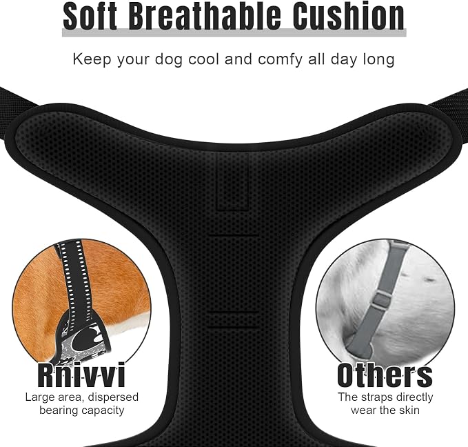 Rnivvi No Pull Dog Harness, Cute Reflective Small Sized Puppy Kitten Harness, Adjustable Soft Padded Vest for Small Dogs, Cats, Heavy Duty Pet Vest with Easy Control Handle for Walking, Black Skull - Image 4