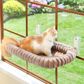 Zakkart SnugCloud Foldable Cat Window Perch - Cordless, Ultra Soft Machine Washable Bed with 4-Sided Bolster, Metal Frame - Window Hammock for Large Cats and Kittens (Brown, Large) by Zakkart