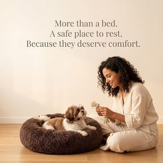 nononfish Small Dog Bed,Soft Calming Donut Sleeping Pet Bed | Soft calming donut bed designed for small dogs and puppies. - Image 8