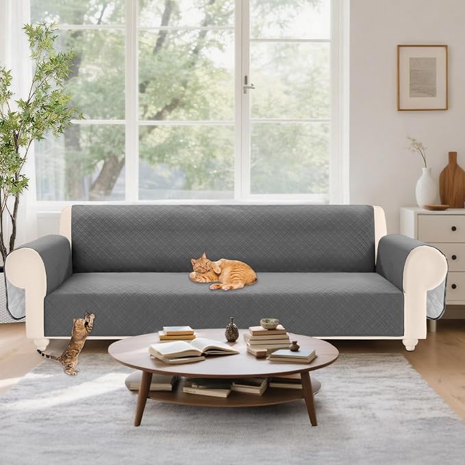 Velvet 100% Waterproof Couch Cover for Dogs Washable Sofa Covers for 3 Cushion Couch Pet Friendly Sofa Slipcovers Set Non Slip Quilted Furniture Protector with Pockets (Large, Dark Grey) - Image 7