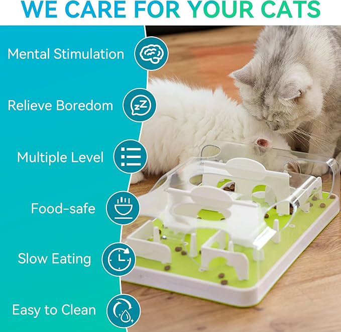 ALL FOR PAWS Interactive Cat Puzzle Feeder & Slow Feed Toy – Mental Stimulation Treat Dispenser Maze for Indoor Cats, Enrichment & Cat Food Toy - Image 7