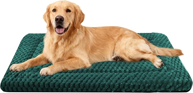 Dog Bed Crate Mat, Soft Durable Washable Anti-Slip Kennel Pad for Dogs & Cats, Reversible (Dark Green, L(35"*23"*1.5")) by %E7%AB%8B%E5%8D%B3%E8%B4%AD%E4%B9%B0