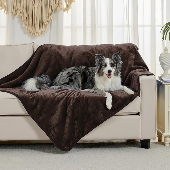 Soft Waterproof Blanket for Bed Couch Sofa, Brown, 60x80 inches | Liquid Pee Proof Pet Blanket for Dog Puppy Cat, Reversible Sherpa Fleece Blanket for Couch Cover, Furniture Protector - Image 2