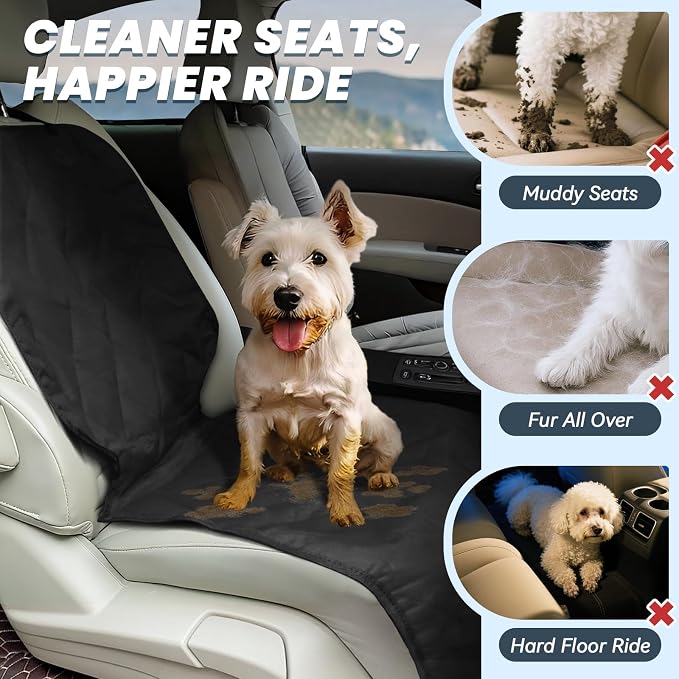 VIVAGLORY Dog Front Seat Cover Car Seat Protector, L, Black, 1Pack | Front Bucket Captain Chair Cover for Dog, Single Bucket Captain Chair Hair Resistant Protector for Car - Image 2