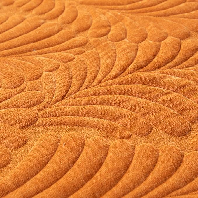 Set of 2 Palm Leaves Decorative Square Throw Pillow Covers Soft Chenille Plush Quilted Cushion Covers for Couch Sofa Bed (Orange,18"x18") - Image 2