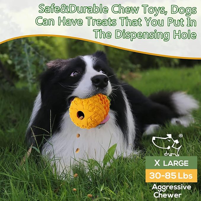 Indestructible Pineapple Dog Toy - Gaint Aggressive Chewers Training | Heavy Chew, Treat Dispenser, Power Chewer, Durable Puzzle, Tough Interactive, Easy Clean - Image 6