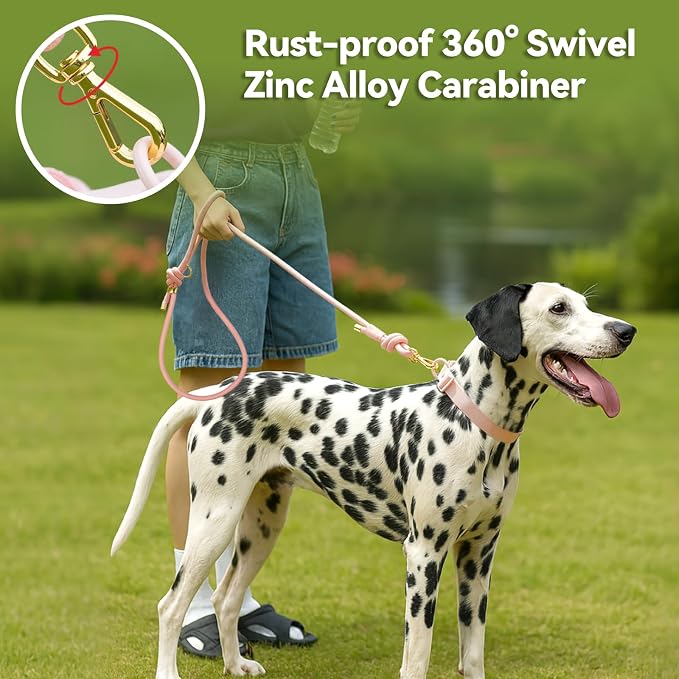 5FT Dog Leash Puppy Cat Rope Lead for Small Medium Large Dogs | Light Pink, with Anti-tangle Swivel Clip, Traffic Non-slip Grip Handle for Extra Control, Ideal for Daily Walks and Training - Image 5