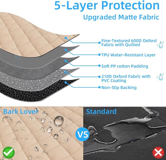 Bark Lover Deluxe Dog Seat Cover for Front Seat-More Durable Spill-Resistant Front Seat Protector, High Heat Resistant and Nonslip Front Seat Cover for Dogs Kids, Universal Size(Warm Beige,2 Pack) - Image 7