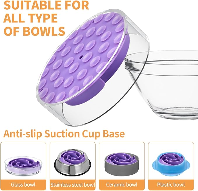 Slow Feeder Dog Bowls Insert, Bestalk Soft Silicone Slow Eating Feeder Insert with Suction Cups for Small, Medium and Large Dogs, Fit into Basic and Elevated Bowls - Image 7