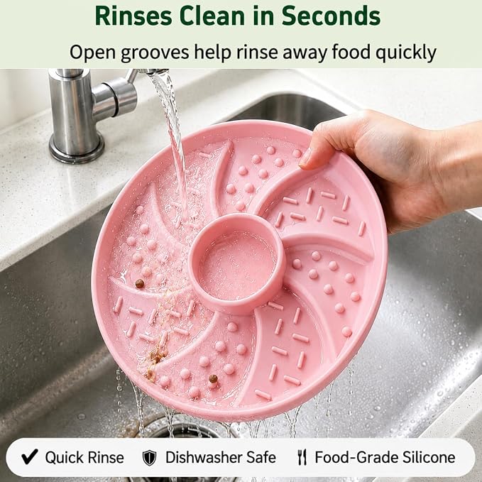 Slow Feeder Dog Bowl Silicone Suction Cup Anti Spill Dogs Cats | strong suction base prevents sliding, extends mealtime, reduces anxiety, textured surface, dishwasher safe - Image 9