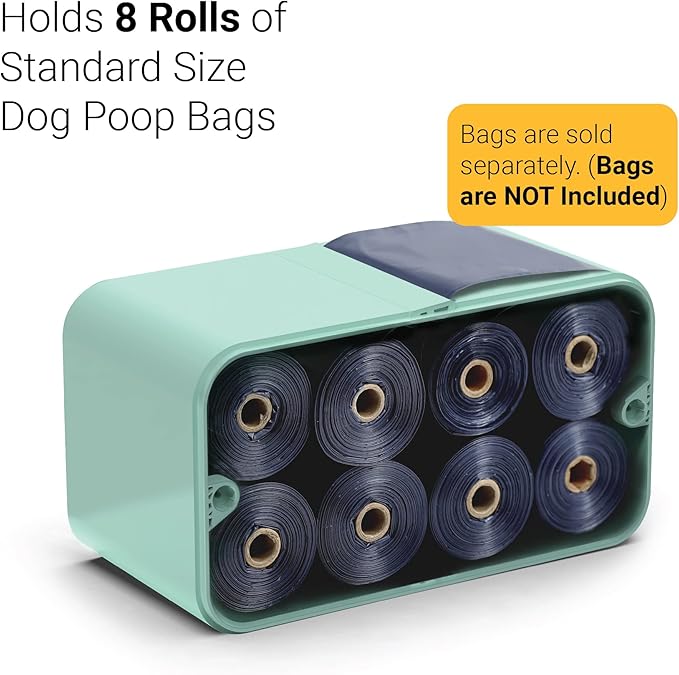 SVD.PET Dog Poop Bag Dispenser, Wall Mount Waste Bag Dispenser with Magnetic Lid Holds 8 Rolls of Waste Bags, Indoor/Outdoor Wall mount or Place on the Table (Spearmint, Dispenser only)) - Image 4