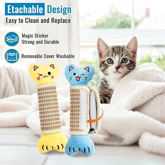 ENNOKEY Catnip Cat Toys Pillows for Indoor Kittens Kicker Chew, 9.45 Inches | Crinkle Sound, Durable Soft Sisal Material, Safe Teeth Cleaning, Interactive Fun - Image 6
