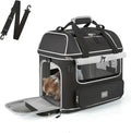 Expandable Cat Dog Carrier: NOBLE DUCK Soft-Sided Pet Carrier Airline Approved Large Small Medium Collapsible Portable Travel Up to 25 Lbs Black by NOBLE+DUCK