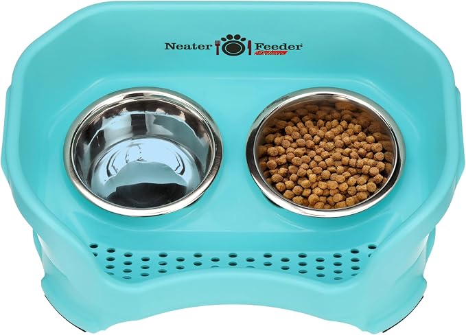 Neater Pet Brands Neater Feeder Deluxe Mess Proof Cat Bowls Elevated, Made in USA, No Spill Raised Bowls for Indoor Cats, Stainless Steel Food and Water Bowl Set, Pet Dish Feeding Station, Aquamarine - Image 9