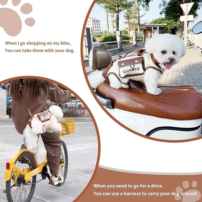 Wakytu Dog Lift Harness Dog Carrier Sling for Small Dogs & Cats,S | stylish puppy sling carrier with handle & pocket,adjustable leash,walking & travel - Image 7