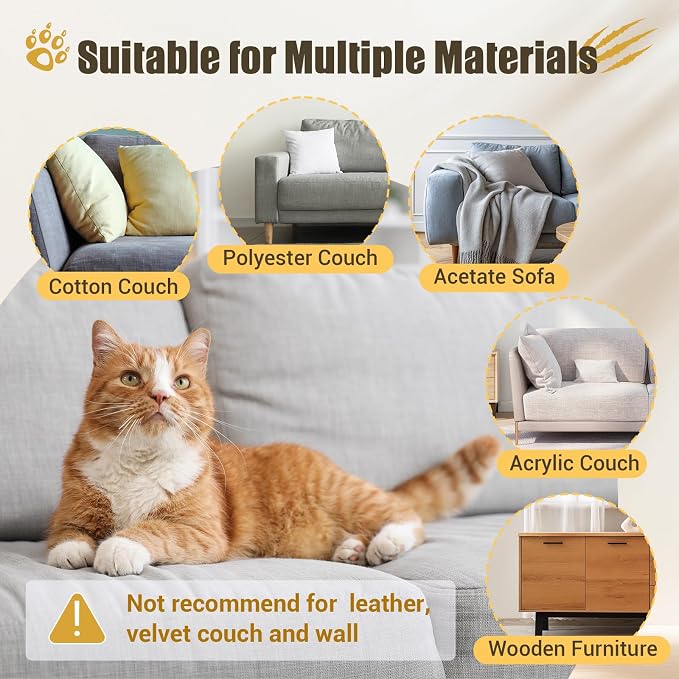 Cat Scratch Couch Protector, 90"x16" Trimmable Anti-Scratch with Grid Tape | Protect Couch from Cat Claws with Double Self-Adhesive Carpet, Great for Sofa & Indoor Wooden Furniture (Dark Gary) - Image 4