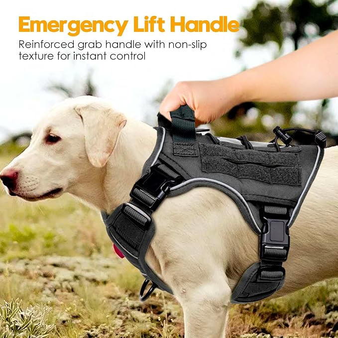 Heavy-Duty Tactical Dog Harness for Large Dogs, No Pull Adjustable Reflective Pet Vest with Molle System, K9 Military-Grade Control for Service Training, Outdoor & 10+ Breeds, Gray, Small - Image 8