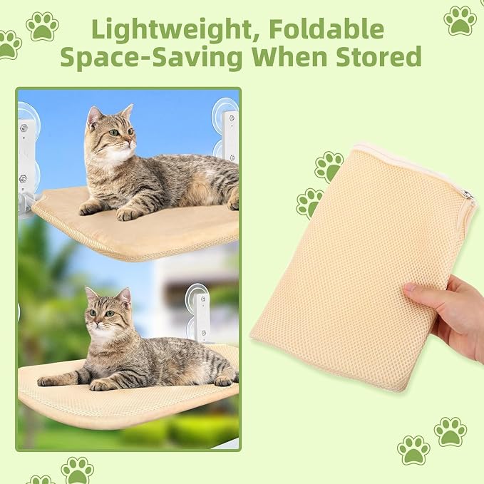 2PCS Replacement Cover for Cat Window Perch, L Size Cordless Cat Window Hammock Bed Accessories, Reversible Breathable/Warm Seat Cover for Inside (White, 23.6''L×11.8''W) - Image 5