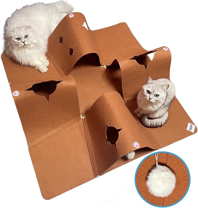 4-Way Cat Tunnels for Indoor Cats, Pet Interactive Toys with Plush Ball | 35.4" Multi-Entrance Cat Play Tunnel with Cozy Hideaway Space, Provides Enrichment, Exercise, Exploration & Interactive Play by Home