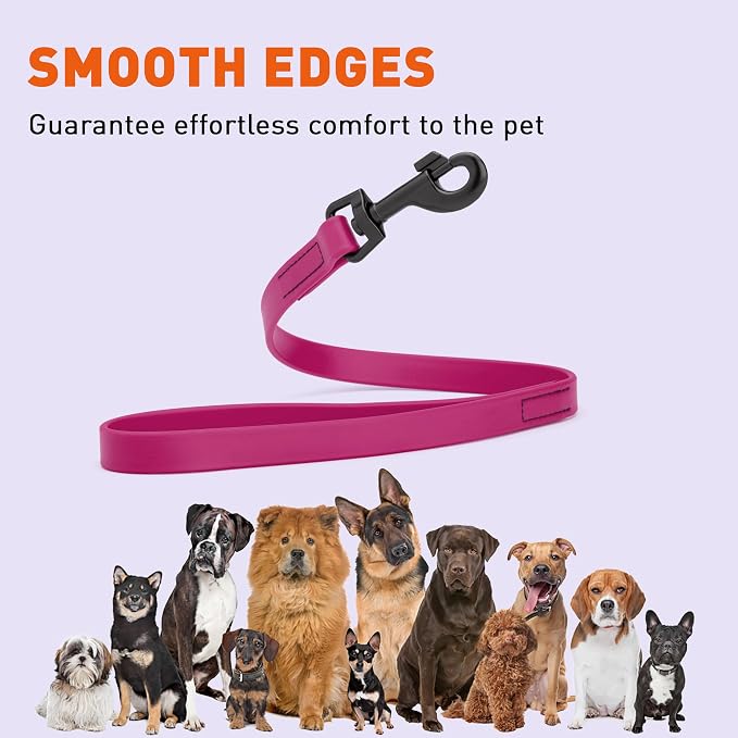 Dogline Biothane Waterproof Dog Leash Strong Coated Nylon Webbing with Black Hardware Odor-Proof Easy to Clean High Performance for Small or Large Dogs Made in USA 2 ft Lead, Magenta Pink - Image 7