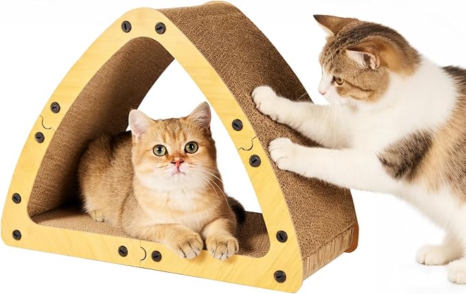 TIMIEEYA Cardboard Cat House - Triangle Cardboard Cat Scratcher Cozy Cats Lounger as Tunnel and Sofa, Cat Scratcher for Indoor Cats, Safe & Secure by TIMIEEYA