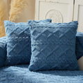 vctops Pack of 2 Geometric Jacquard Plush Throw Pillow Covers for Couch Bed Sofa Farmhouse Neutral Solid Color Soft Cushion Covers (Dark Blue B,18"x18") by vctops