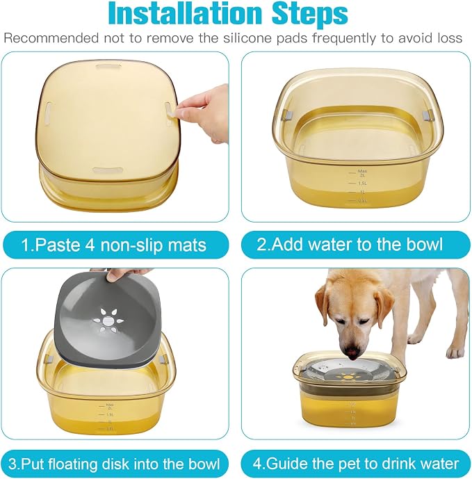 UPSKY 70oz Dog Water Bowl, No Spill Slow Drinking Feeder for Messy Drinker | Large Capacity, Spill Proof, Prevent Pet Prevents Choking, Anti-Slip, Visible Water Level, Suitable for Travel and Car Trips - Image 6