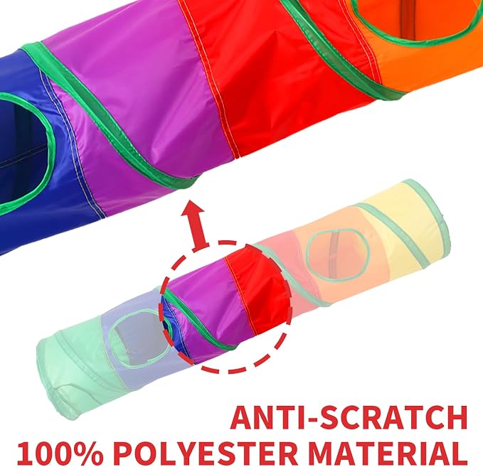 Pet Cat Tunnel, Long Straight Tunnels for Indoor Cats, Collapsible Pet Tunnel for Kitten, Puppy, Rabbit, 25cm-Wide Tunnels, Durable & Breathable, with Peek Hole Toy Ball - Image 8