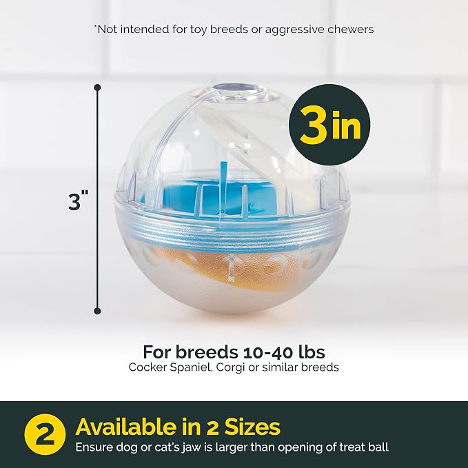 Pet Zone IQ Treat Ball, Interactive Dog Puzzle Dispenser, 3 Inch, Durable | Slow feeding design suits all breeds, keeps pups busy and engaged, rewards play with snacks for everyday mental enrichment - Image 8