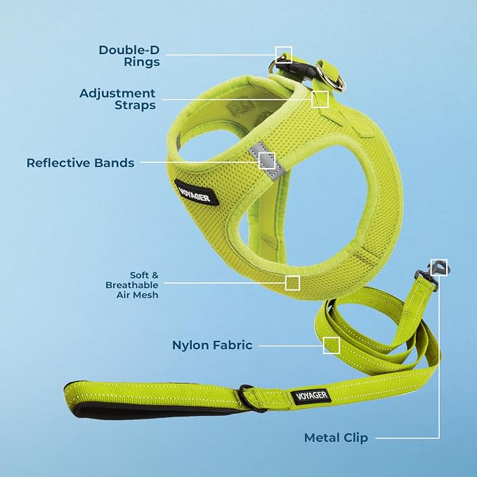 Best Pet Supplies Voyager Step-in Air All Weather Mesh Harness and Reflective Dog 5ft Leash Combo with Neoprene Handle, for Small, Medium and Large Breed Puppies - Lime Green, XXX-Small - Image 3