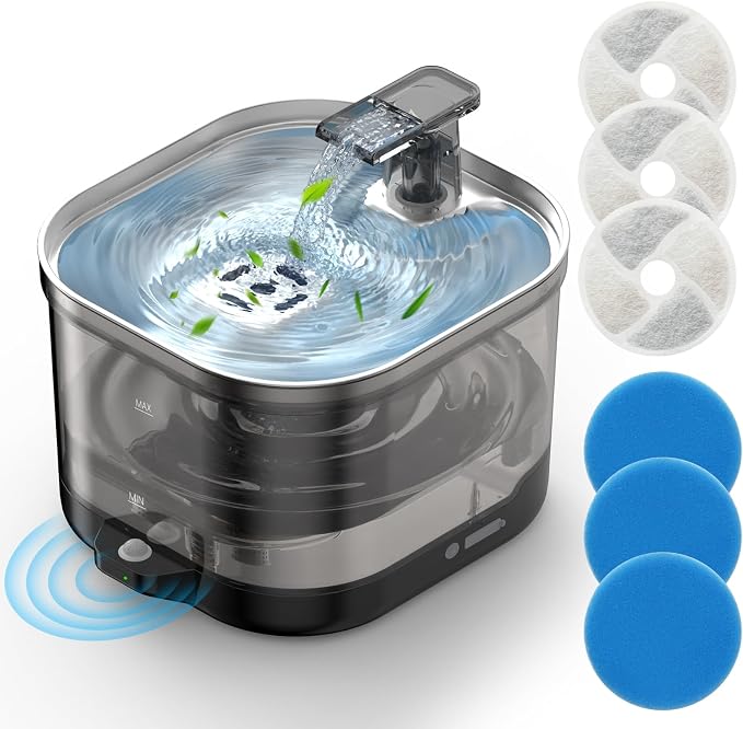 Accokids Wireless Cat Water Fountain Cordless with External Pump, 68oz Rechargeable Automatic Pet Cat Fountains for Drinking with Motion Sensor, Quiet Pump (3 Filter) | 68oz Cat Fountain with External Pump, Quiet Operation, 3 Filters for Clean Drinking... by Accokids--TouchTraceTriumph