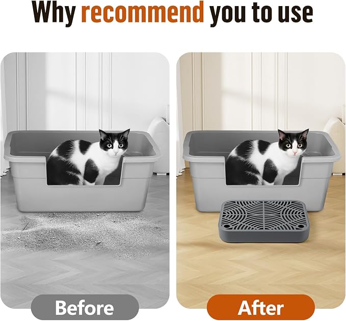 Cat Litter Box Step Non-Slip Cat Step with Filter Function, Dark Grey | Double Layer Litter Box Ramp for Kitten & Elderly Cats, Litter Catcher for Automatic Cat Litter Box, Easy to Clean - Image 6