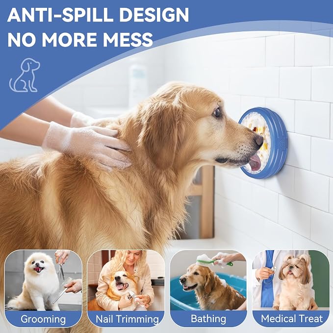 Dog Lick Bowl, Animire Freeze Lick Mat for Dogs, Non-Slip Slow Feeder Licking Bowl Enrichment Treat for Distraction Anxiety Relief, Food Grade Silicone, Dishwasher Safe(Dark Blue,S) - Image 2