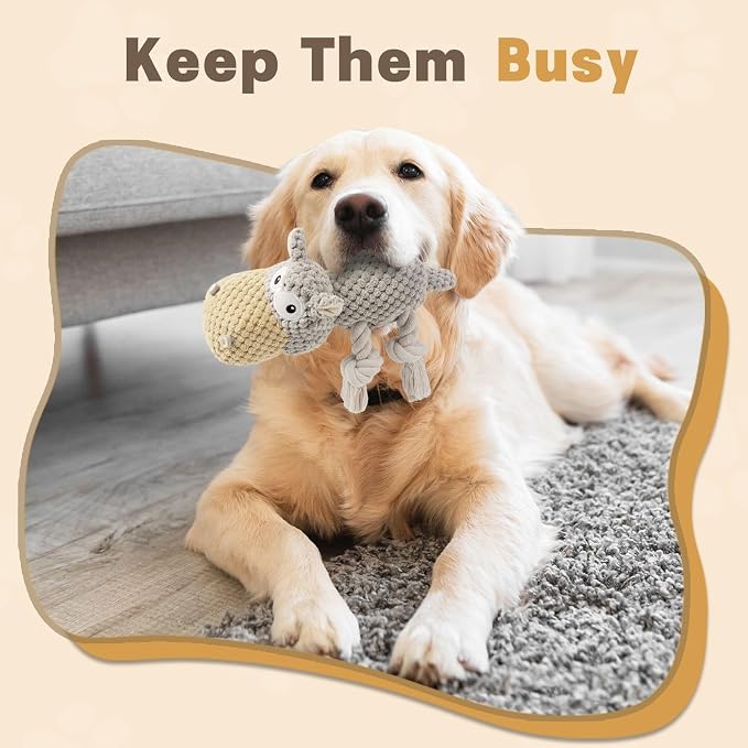 TOOPTATE Hippo Squeaky Dog Toy, Gray, Medium | Cute Plush Design, Rope Legs for Tugging, Helps Keep Dogs Busy, Suitable for Small, Medium, and Large Dogs - Image 5