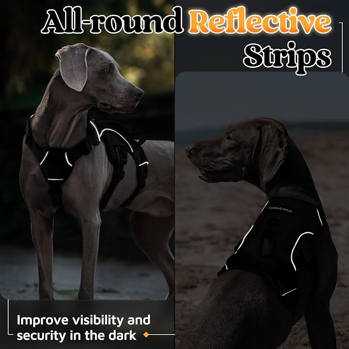 rabbitgoo Escape Proof Dog Harness for Medium, No Pull with Lift Handle | No Escape, Full Soft Padded, Reflective Adjustable Vest, Leash Clip for Walking Hiking Training, Black, Medium - Image 9