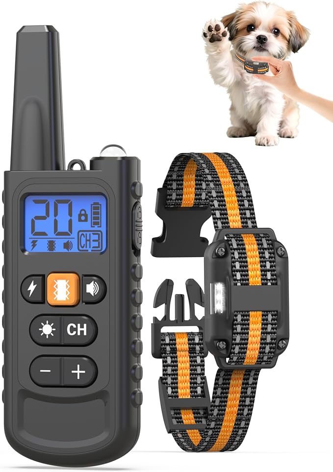 Shock Collar for Small Dogs, IP67 Dog Training Collar with Remote 8-120lbs | 20 Levels Shock & Vibration, Beep, 3300FT Long Range Waterproof Dog Shock Collar, Rechargeable eCollar LED Light, Safety Lock by Doparet
