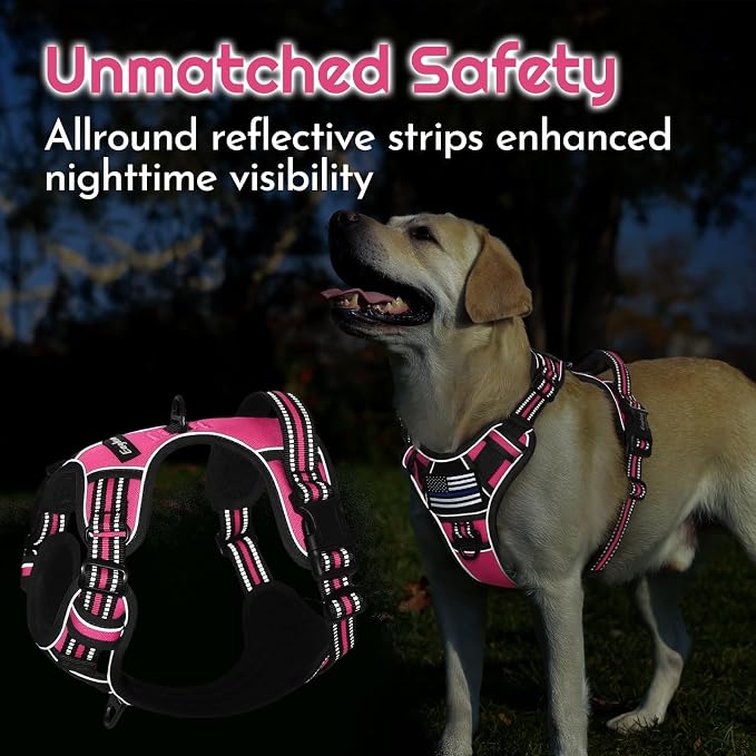 Eagloo Dog Harness No Pull for Small Dogs, Easy On & Off with 3 Buckles | No Choke with Front Clip, Adjustable Fit, MOLLE System, Reflective Vest, Easy Control for Walking, Pink & Black, Small - Image 9