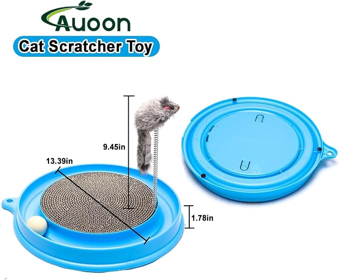 AUOON Cat Scratcher Toy with Ball Track for Indoor Cats and Kittens, Gray | 3 in 1 Interactive Cat Toy, Cat Scratch Pad with Cat Ball Toy and Cat Mouse Toy, for Chasing Exercise, Protect Furniture - Image 5