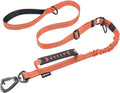 AUBELL Tactical Dog Leash Heavy Duty,4-6ft No Pull Bungee Leash,Orange | Reflective Dog Leash for Medium Large Dogs with Comfortable Padded Double Handle,Car Seat Belt,360 Degree Rotating Carabiner by AUBELL