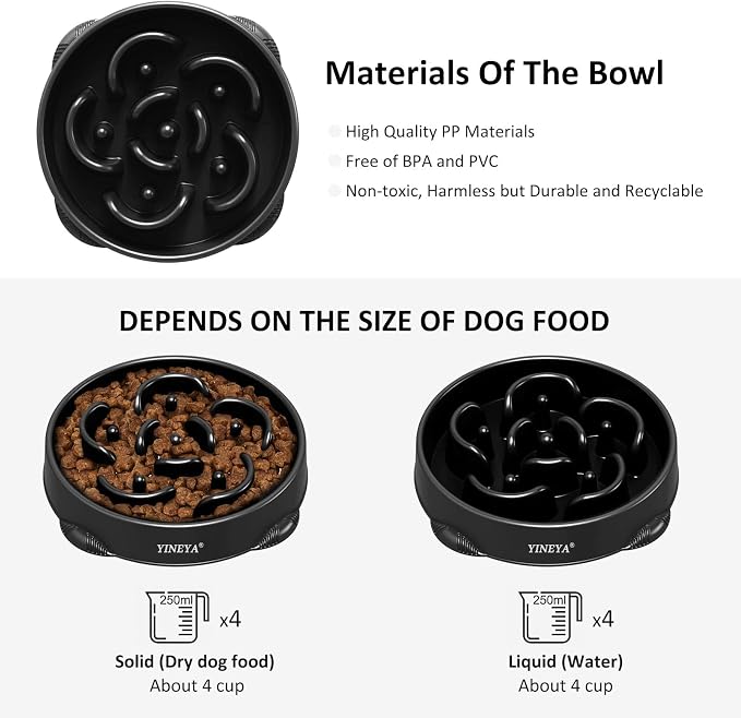 YINEYA 4 Cups Slow Feeder Dog Bowls Large Breed, Anti-Choking Pet Supplies, Maze Dog Food Bowl, Puzzle Feeder That Slow Down Eating | Dog Food Bowl Slow Down Eating Prevents Bloat, Promotes Healthy Digestion, Puzzle Feeder Interactive Makes Meal Time Fun - Image 6